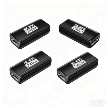 Imagem de MIXVIRGO Pacote com 4 adaptadores Usbc fêmea para fêmea - Acoplador USB C com carregamento rápido de 240 W e transferência de dados de 40 Gbps, extensor tipo C com vídeo de 8 K a 60 hz, compatível com