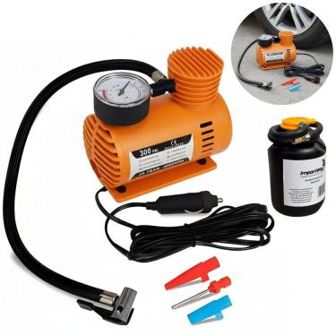 Imagem de Mini Compressor de Ar Portátil 12V 300 Psi com Selante + 3 Adaptadores Importway Iwmca002