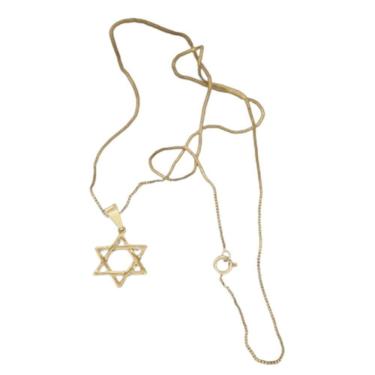 Imagem de Corrente 0,7mm Com Pingente Estrela De Davi Fina Estrelas. - padrão de fabricação alto