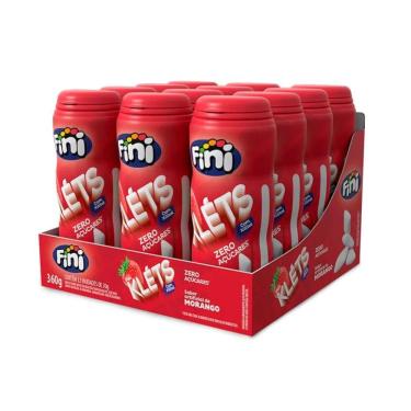 Imagem de Chiclete Fini Klets Sem Açúcar Morango C/ 12 Unid  360g