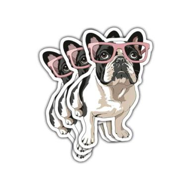 Imagem de 3 peças de adesivos rosa buldogue francês, adesivos de vinil de cachorro francês fofo para laptop, caderno, garrafa hidráulica, garrafa de água, para-choque de carro, álbum de recortes, presente para