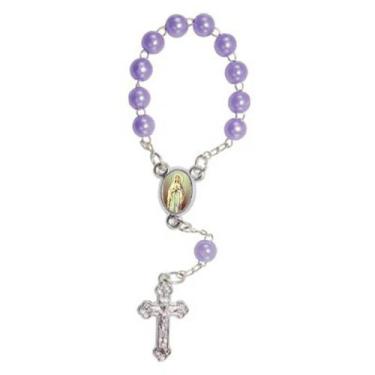 Imagem de 50 Mini Terço com Foto NSra de Lourdes - SJO Artigos Religiosos, Lilás