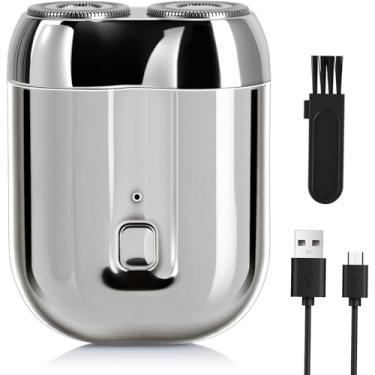 Imagem de Mini barbeador elétrico para homens e mulheres, barbeador de cabeça dupla de bolso, barbeador elétrico compacto à prova d'água recarregável, bateria com fecho USB, barbeador portátil para carro