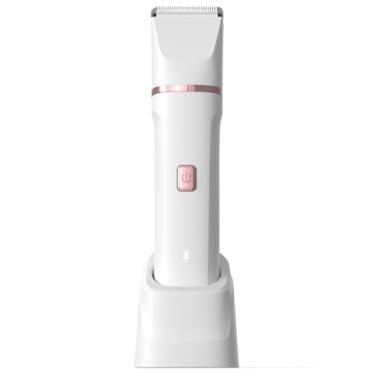 Imagem de Risina Aparador de biquíni para mulheres, barbeador elétrico 2 em 1, impermeável IPX7, suave para linha de biquíni e áreas sensíveis, recarregável sem fio para pernas, axilas, rosto, presente branco