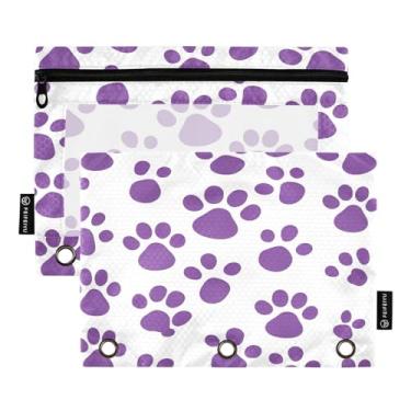 Imagem de Wassud Pacote com 2 pastas de fichário com estampa de pata roxa com 3 furos, pasta organizadora de arquivos para casa, escritório