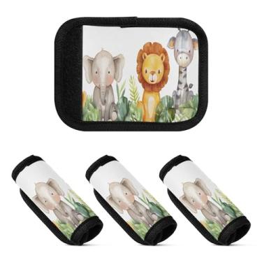 Imagem de Qilmy Cute Animals Bagagem Handle Wrap Pacote com 4 Identificadores de Bagagem Identificadores de Bagagem Capa para Carrinho de Bebê Mala Mala Avião Acessórios de Viagem 441