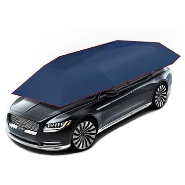 Imagem de LMJYU Guarda-sol semi-automático para carro para garagem tenda semi-automática portátil protetor solar e à prova de chuva Cobertura de carro dobrável para carro ao ar livre