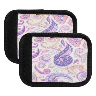 Imagem de Qilmy Paisley Style Retro Flowers Bagagem Handle Wrap Pacote com 4 Identificadores de Bagagem Tag Comfort Handle Grips Capa para Carrinho de Viagem Bolsa Mala Avião Acessórios de Viagem 1833