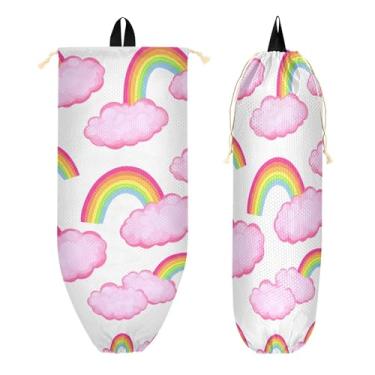 Imagem de xigua Suporte de parede colorido arco-íris para saco de plástico com cordão, 1 pacote, reutilizável para decoração organizadora de sacolas de compras, meias, roupas íntimas e gravatas