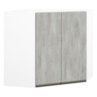 Imagem de Armário Canto Diagonal 2 Portas Branco Polar C/Concreto