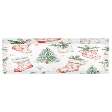 Imagem de CEBUGI Cortina blackout para janela – Cortinas de proteção de privacidade para cozinha/banheiro/sala de estar/lavanderia (137 x 45 cm, 1 painel, meias de Natal)