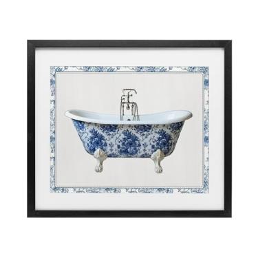 Imagem de Stupell Industries Impressão emoldurada cinza para banheira chinoiserie vintage sob vidro, design por Lettered and Lined, 13 x 16