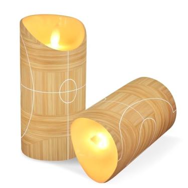 Imagem de Blueangle Pacote com 2 velas sem chama para quadra de basquete com controle remoto e temporizador, velas LED cintilantes (7,6 cm x 15 cm) para decoração de casa, casamento, acampamento (123)