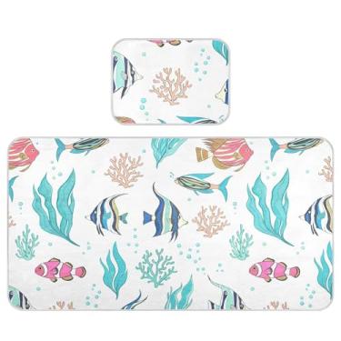 Imagem de Burbuja Tapete refrescante para bebês, almofada de cama de peixe, seda gelada, para colchão de berço, almofada de dormir com fronha para meninas e meninos, 71 x 132 cm