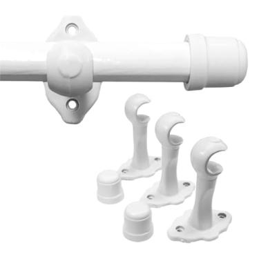 Imagem de Kit com Varão De Cortina tradicional - 1,50 Metro De Madeira 19 Mm (Fino). (Branco)