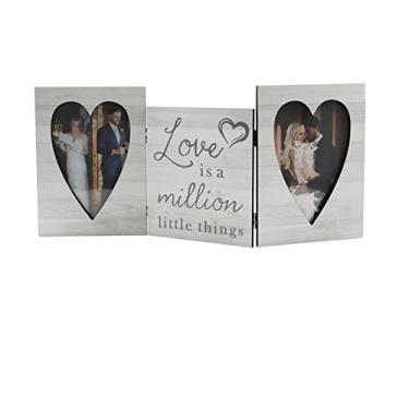 Imagem de Moldura de Foto Madeira com dobradiças Tri-Fold Placa para Exibição Fotos em Mesa Casamento Decoração Prática Escritório