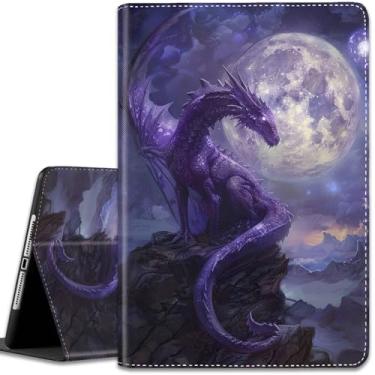Imagem de Capa para iPad (A16) 11ª geração 11 polegadas 2025 / iPad 10ª geração 10,9 polegadas 2022, capa fina com suporte inteligente multi-ângulo com função hibernar/despertar automática, dragão roxo