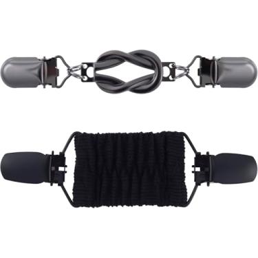 Imagem de OIIKI 2 peças de clipe modelador de cintura, clipes elásticos para vestido, apertador nas costas, modelador de cintura vintage, para camisola, xale, cardigã - preto