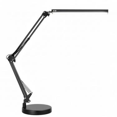 Imagem de Luminária de mesa LED, braço articulado braçadeira, 3 modos de brilho, iluminação quente à fria, Lâmpadas de Leitura,Estudos,Desenho escritório escrivaninha rotação 360° Alumínio clip Premium - Preto