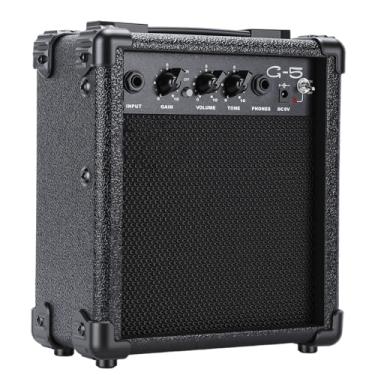 Imagem de SPYMINNPOO Amplificador de Guitarra, Amplificador de Guitarra Elétrica Portátil 5w Alto-falante Amplificador de Madeira Compacto para Desempenho de Prática
