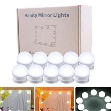 Imagem de KIT LUZ CAMARIM STUDIO COM 10 LÂMPADAS LED PARA MAQUIAGEM ILUMINAÇÃO PROFISSIONAL