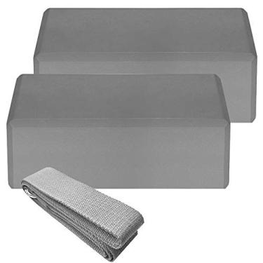 Imagem de 2 peças de Blocos Yoga EVA 1 peça Cinto Algodão Conjunto para Estabilidade Alinhamento e Força em Pilates Meditação Prática Iniciantes