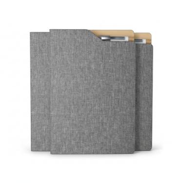 Imagem de Caderno de Anotações Executivo com Capa Dura em Material Reciclável, 80 Folhas Pautadas Bege, Suporte para Caneta, 21,3x14,5cm (3, Cinza)