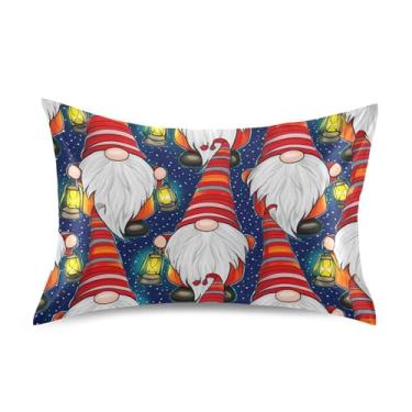 Imagem de Travesseiros padrão Queen King com estampa de gnomos natalinos azul estrelado com estampa fofa animal refrescante cama travesseiro cuidado com o cabelo tamanho king size 101,6 cm x 50,8 cm