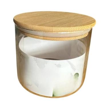 Imagem de Kit com 2 Potes de Vidro Circular Hermético Multiuso com Tampa de Bambu, 500ml, Borossilicato, 10cm Diâmetro