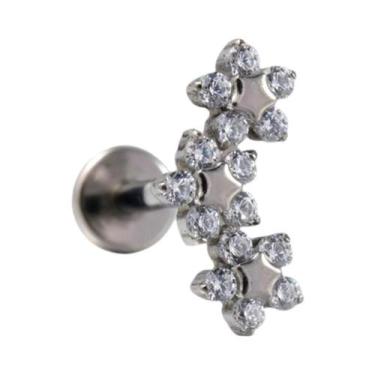 Imagem de Brinco De Cartilagem Em Titânio Cor Dourada Com Zircônia Cúbica Em For