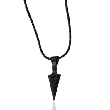 Imagem de FLORA Colar com pingente de flecha colar em liga metálica colar feminino versátil e moderno (Preto)