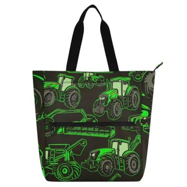 Imagem de Sacola infantil preta de construção verde com zíper, bolsa escolar para mulheres, trabalho, viagem, professor, presente