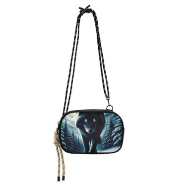 Imagem de TSENQUE Bolsa feminina pequena bolsa tiracolo bolsa para celular com alça de verão sobre o ombro, estampa de lobo