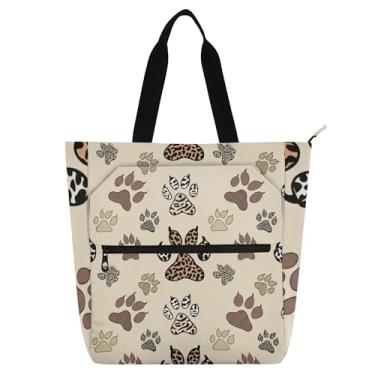 Imagem de GAIGEO Sacola infantil colorida Animal Paws com zíper, bolsa de nylon reutilizável para compras escolares e trabalho para meninas e mulheres