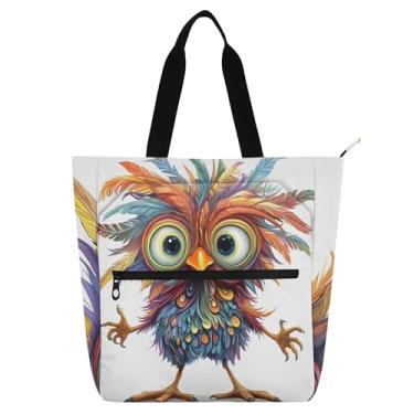 Imagem de GAIGEO Bolsa feminina engraçada com animais caprichosos, bolsa de trabalho de lona, bolsa de lona, bolsa reutilizável para escola universitária com compartimentos