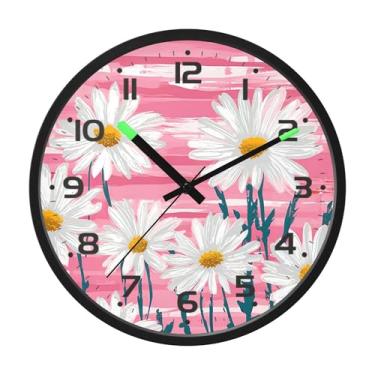 Imagem de SEHANY Herb Wildflower Relógio de parede silencioso sem tique-taque relógio redondo operado por bateria 30 cm controle de som luz noturna relógios de parede para sala de estar, cozinha, quarto