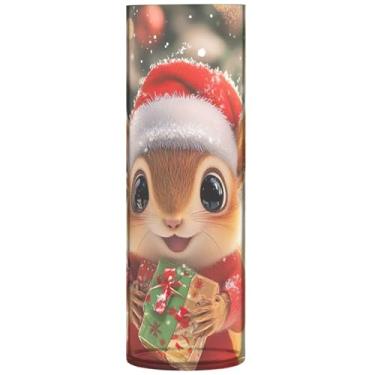 Imagem de Lindo vaso de flores de Natal de esquilos grandes, vasos de flores decorativos, estampa cilíndrica, decoração moderna para quarto, 30 cm x 9,9 cm