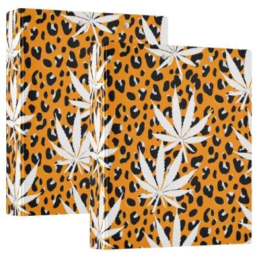 Imagem de Fichário de 3 anéis preto laranja leopardo folhas brancas 3 polegadas comporta 200 folhas fofas pastas caderno anel redondo fichário de escritório, 31,5 x 27 x 6 cm, 1 pacote