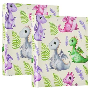 Imagem de Fichários de 3 anéis personalizados de dragões de desenho animado bege 3 cm comporta 200 folhas, anel redondo, 31,5 x 27 x 6 cm, 1 pacote