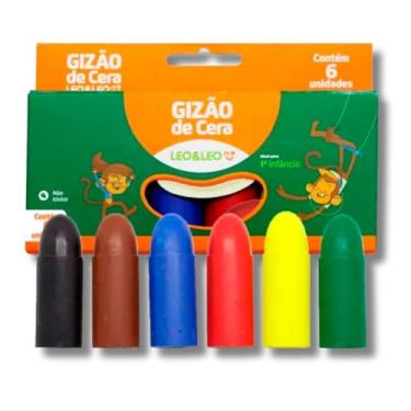 Imagem de Giz de Cera Infantil Gizão 6 Cores Escolar E Diversão