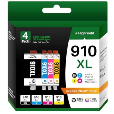 Imagem de Cartuchos de tinta compatíveis 910XL para HP 910 Ink Work para impressoras HP OfficeJet Pro 8020 8030 8025 8028 8030 8015 8022 Series (preto, ciano, magenta, amarelo, pacote combo)