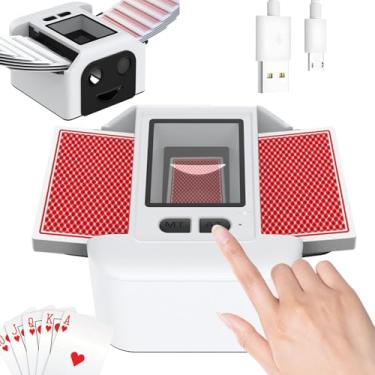 Imagem de Baralhador automático silencioso e recarregável, carregamento USB-C de 2000 mAh, embaralhamento rápido e suave, automático e manual com um toque, ótimo para UNO Skyjo Canasta Skip-Bo de diferentes