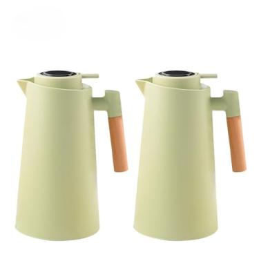 Imagem de Garrafa Térmica de água, 1 Litro Garrafa Térmica Com Termômetro Led Para Chás/Café Design Moderno Cabo Em Madeira(KIT2-VDC)