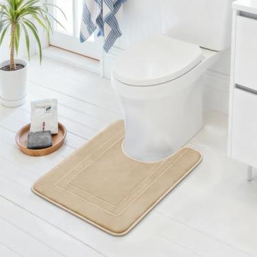 Imagem de Cupic Cupid Tapete de banho de espuma viscoelástica super macio, tapetes de banheiro bege, tapetes de banheiro antiderrapantes para piso de banheiro, tapetes laváveis à máquina para banheiro, tapete