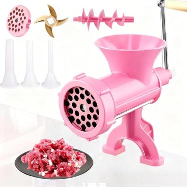 Imagem de Meat Grinder Manual- Manual Meat Grinder Sausage Maker Table Mount Pork Mincer Sausage Stuffer Funnel Make Homemade Burger Patties Hand Operated Kitchen Tool