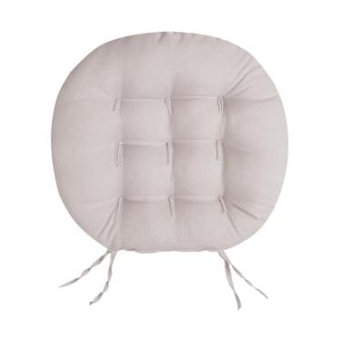 Imagem de Almofada Futon Redonda para Assento de Cadeira 40x40 cm com 9 Furos Almofada de Cadeira Decorativa e Confortável (Caqui)