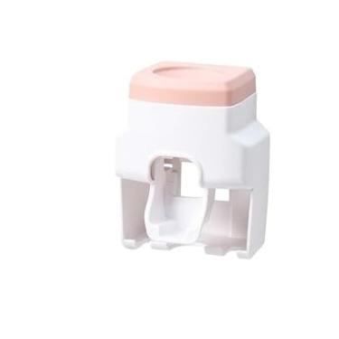 Imagem de Dispenser Aplicador Creme Dental Pasta Dente Suporte Escovas(ROSA)