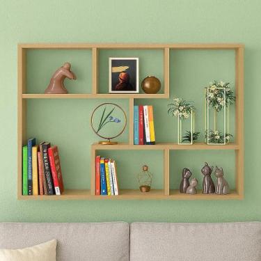 Imagem de Prateleira decorativa 80x90x18cm mdf cru porta livro sinanue - SIXTEEN
