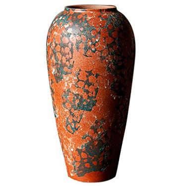 Imagem de Conjunto de ornamentos de cerâmica vaso de argila de flores secas ornamentos decorativos retrô adequado para sala de estar, cozinha, decoração de casa (cor: C)