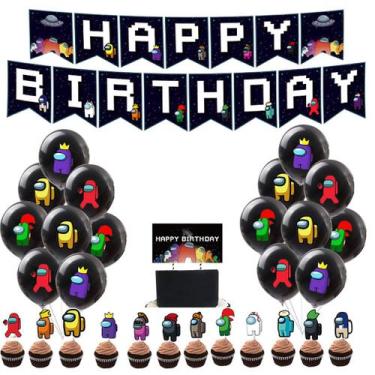 Imagem de Kit de balões: balões de látex pretos para festas, 29 unidades com ban